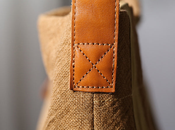 Womens Canvas and Full-Grain Leather Women's Shoulder Bag-Crossbody Tote for Work or Travel