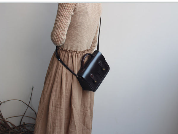 Womens Brown Leather Satchel Bag Handmade Crossbody Bag for Women