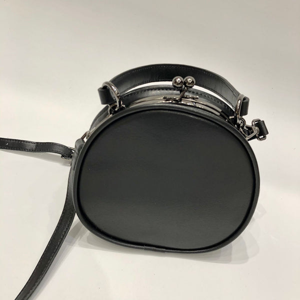 Black Round Leather Bag for Women Leather Petite Round Crossbody Shoulder Bag for Women Durable