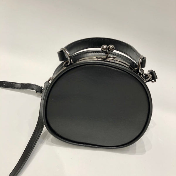 Black Round Leather Bag for Women Leather Petite Round Crossbody Shoulder Bag for Women Durable