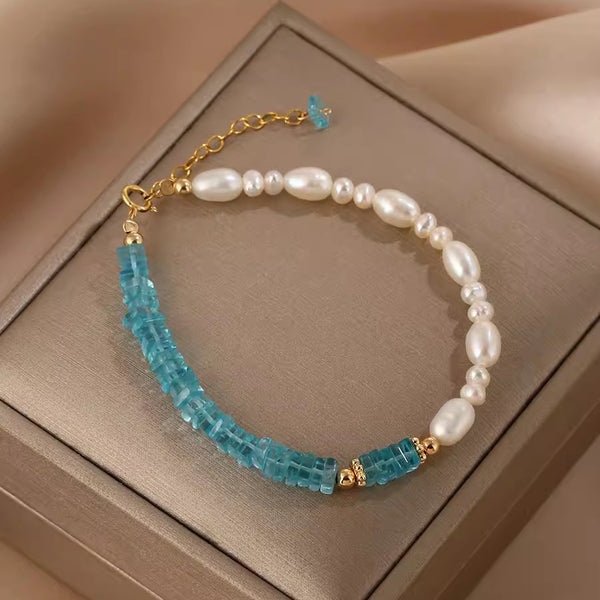 Blue Apatite And Freshwater Cute Bead Bracelets Sterling Silver Charm Bracelet Accessories