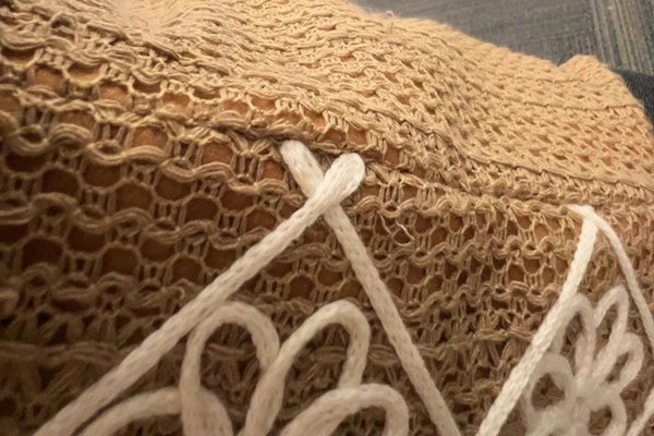 Boho Crochet Tote Bag Large PU Leather Shoulder Bag with Canvas Lining And Laptop Compartment Details