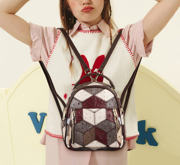 Boho Ladies Small Leather Rucksack Leather Backpack Purse For Women Casual