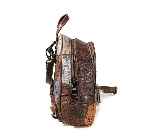 Boho Leather Small Backpack Purses Leather Rucksack Bag For Women Cute