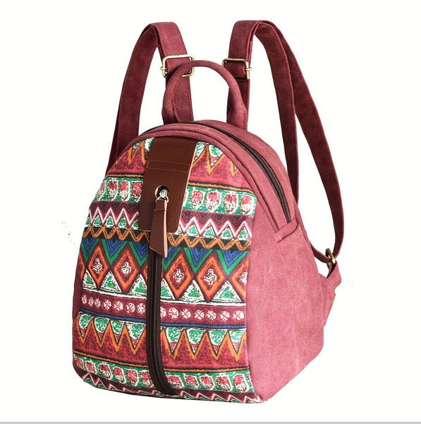 Boho Women's Canvas Backpack Purse Small Canvas Rucksack BeautifuClassic
