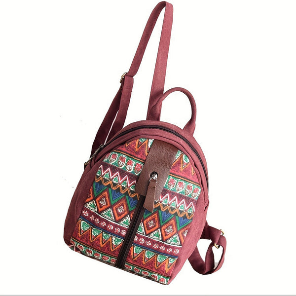 Boho Women's Canvas Backpack Purse Small Canvas Rucksack BeautifuClassy