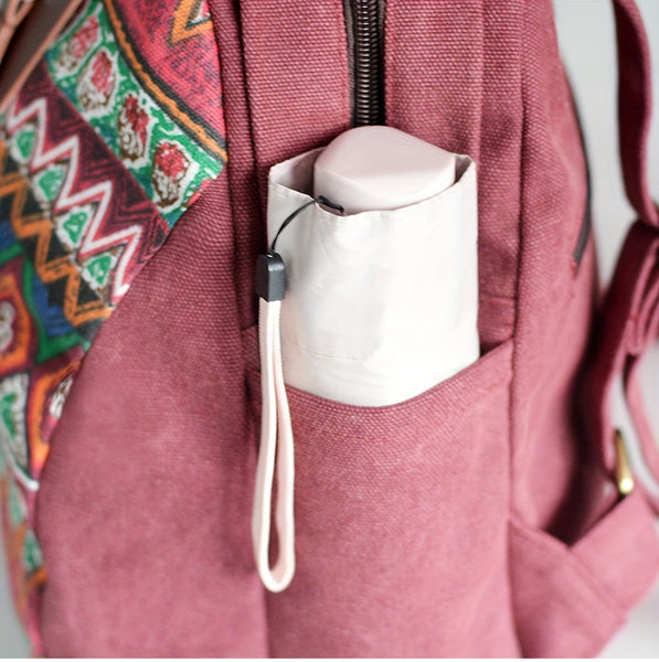 Boho Women's Canvas Backpack Purse Small Canvas Rucksack BeautifuDetails