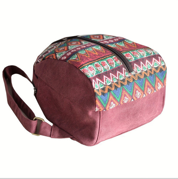 Boho Women's Canvas Backpack Purse Small Canvas Rucksack BeautifuGift