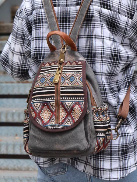 Boho Womens Canvas Rucksack Small Canvas Backpack Bag Chest Bag For Women Designer