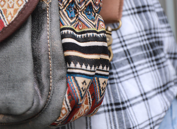 Boho Womens Canvas Rucksack Small Canvas Backpack Bag Chest Bag For Women Quality