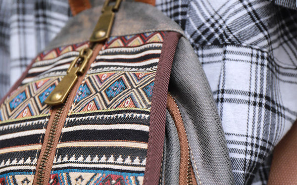 Boho Womens Canvas Rucksack Small Canvas Backpack Bag Chest Bag For Women Stylish