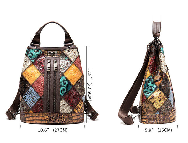 Ladies Small Leather Rucksack Bucket Backpack Purse