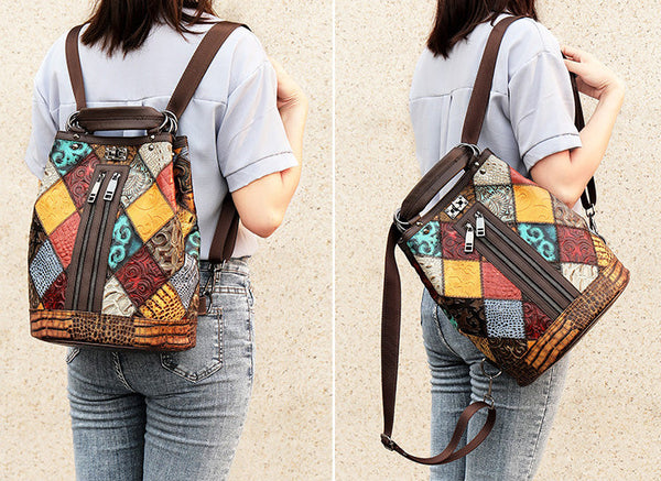 Ladies Small Leather Rucksack Bucket Backpack Purse