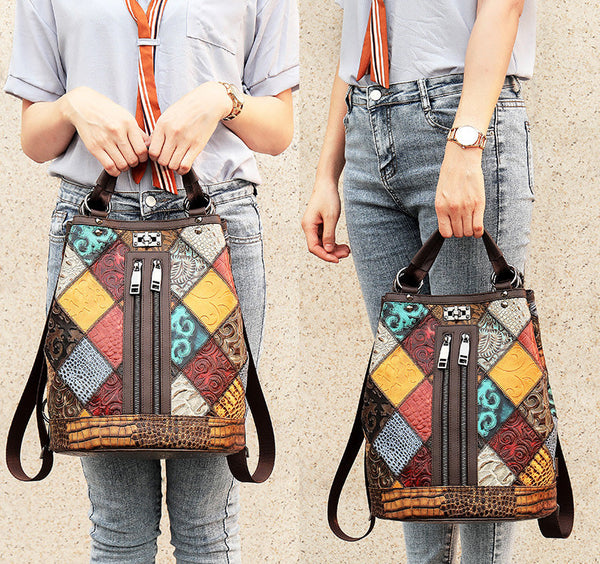 Ladies Small Leather Rucksack Bucket Backpack Purse