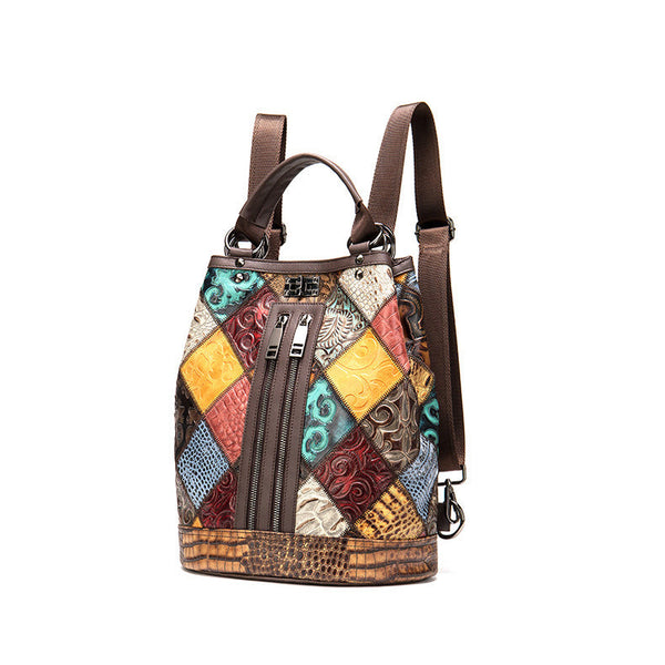 Ladies Small Leather Rucksack Bucket Backpack Purse