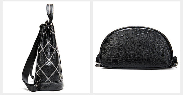 Ladies Small Leather Rucksack Bucket Backpack Purse