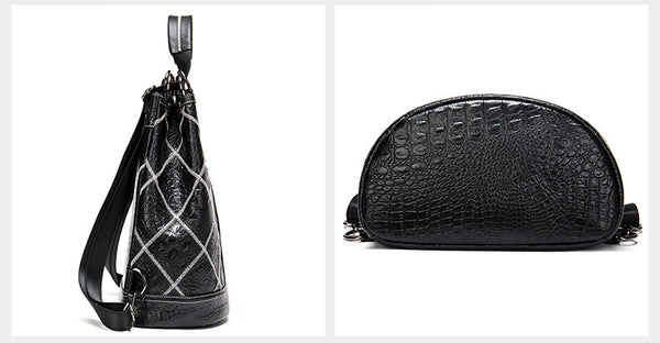 Boho Womens Convertible Leather Backpack Purse Shoulder Bucket Bag