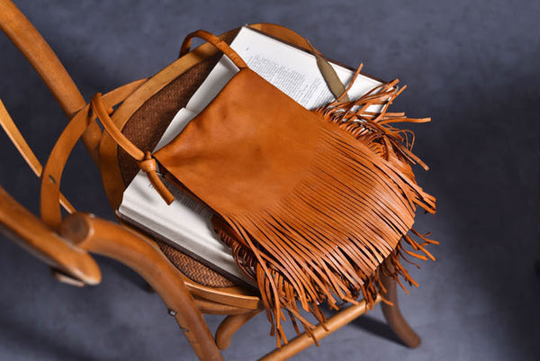 Boho Womens Fringe Crossbody Purse Ladies Shoulder Bag Cowhide
