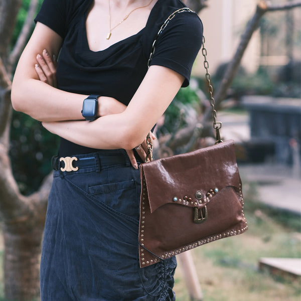 Boho Womens Leather Over the Shoulder Bag Western Crossbody PurseClassic