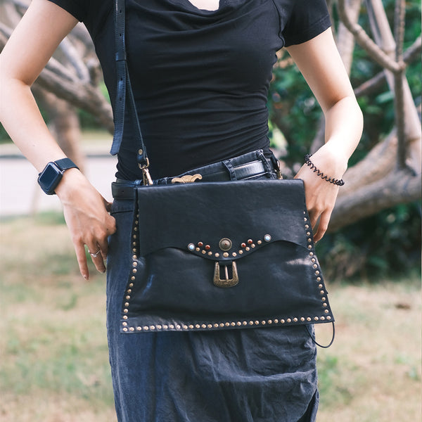 Boho Womens Leather Over the Shoulder Bag Western Crossbody Purse Elegant