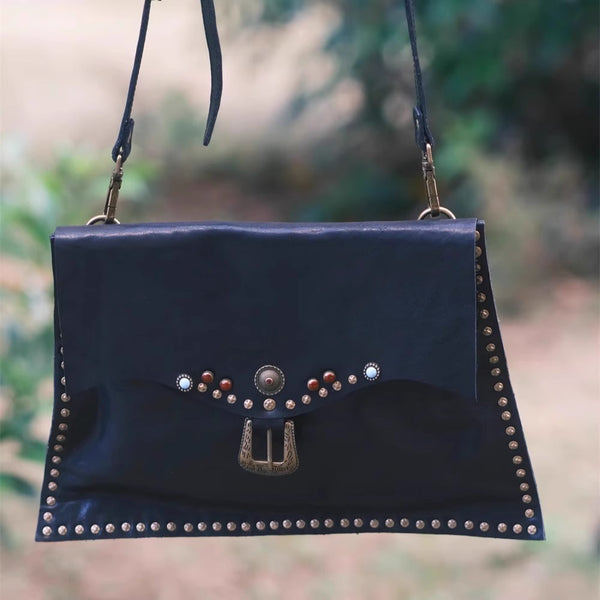 Boho Womens Leather Over the Shoulder Bag Western Crossbody Purse Fashion