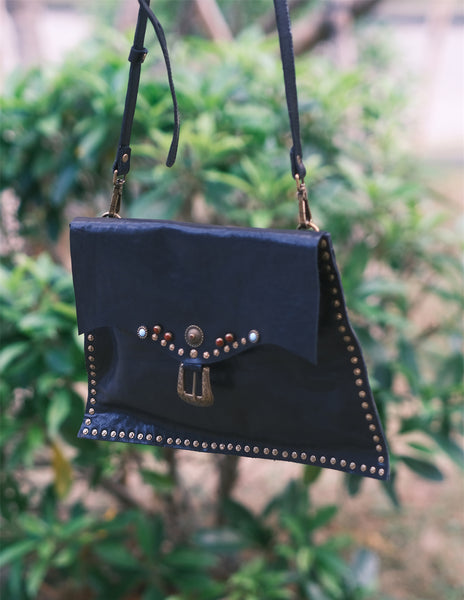 Boho Womens Leather Over the Shoulder Bag Western Crossbody Purse Handmade