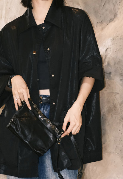 Boho Womens Leather Shoulder Bag With Rivets Genuine Leather Crossbody Bag Cowhide