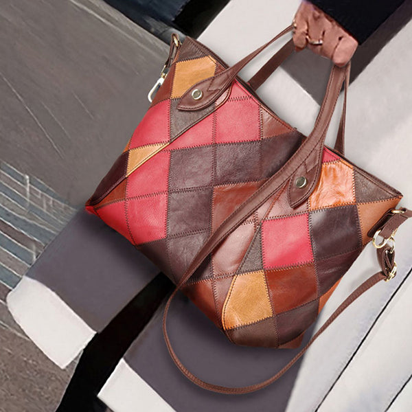 Boho Womens Leather Tote Handbags Shoulder Purse For Women Cowhide