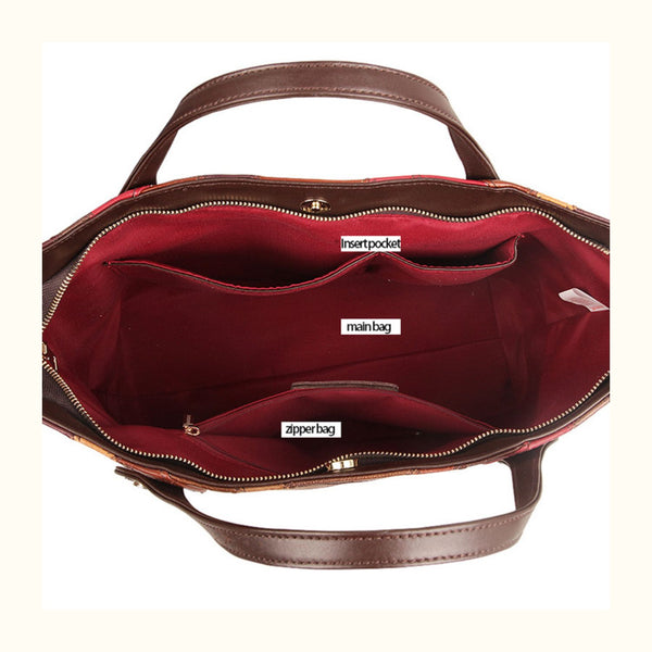 Boho Womens Leather Tote Handbags Shoulder Purse For Women Inside