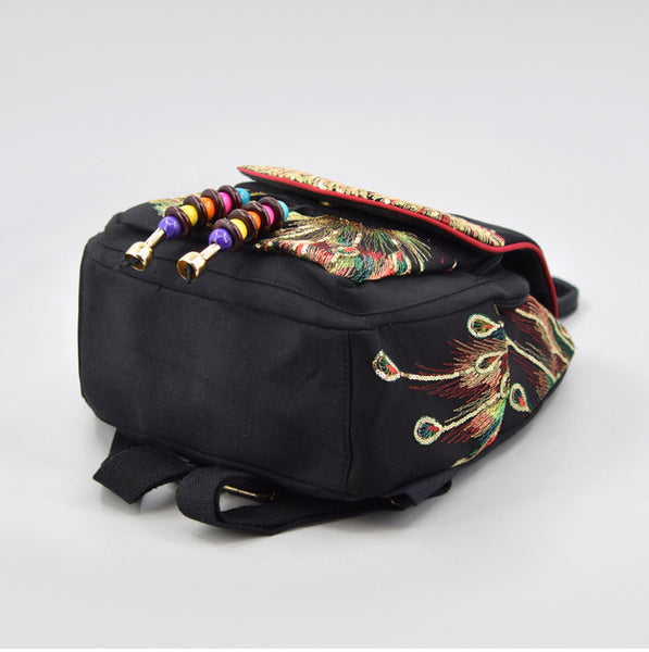 Boho Womens Embroidery Small Cloth Backpack Bag Canvas Rucksack Handmade