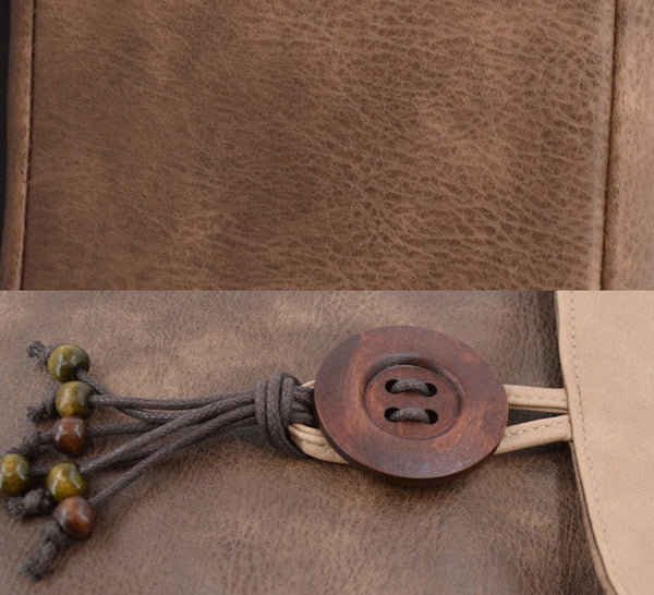 Boho Womens Vegan Backpack Purse Small Ladies Brown Rucksack Bag Details
