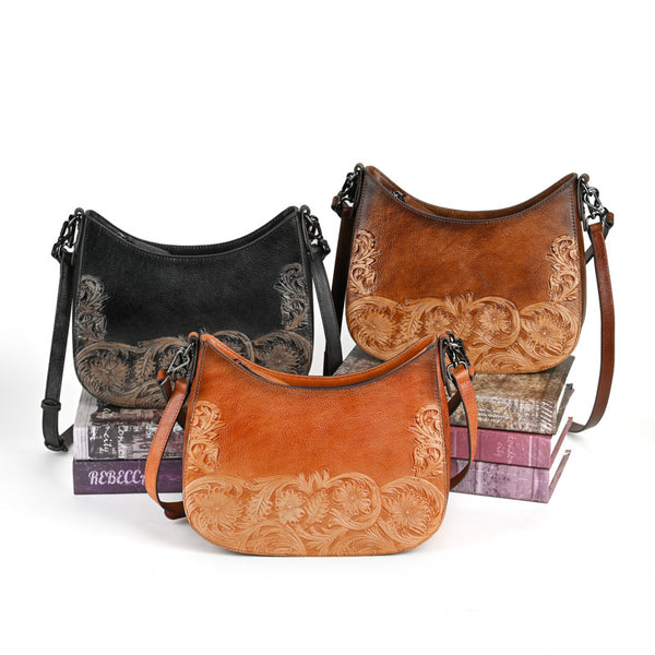 Casual Shoulder Bags For Ladies Brown Leather Crossbody Handbag Classic