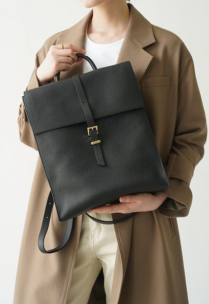 Casual Womens Black Leather Laptop Backpack Bag Leather Women's Backpack Purses