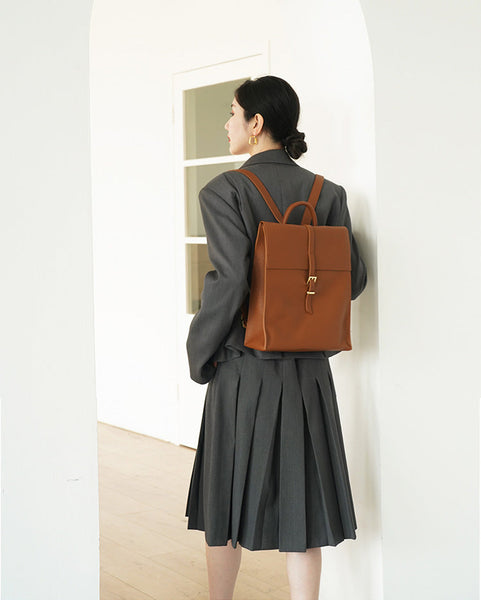 Casual Womens Black Leather Laptop Backpack Bag Leather Women's Backpack Purses Cute