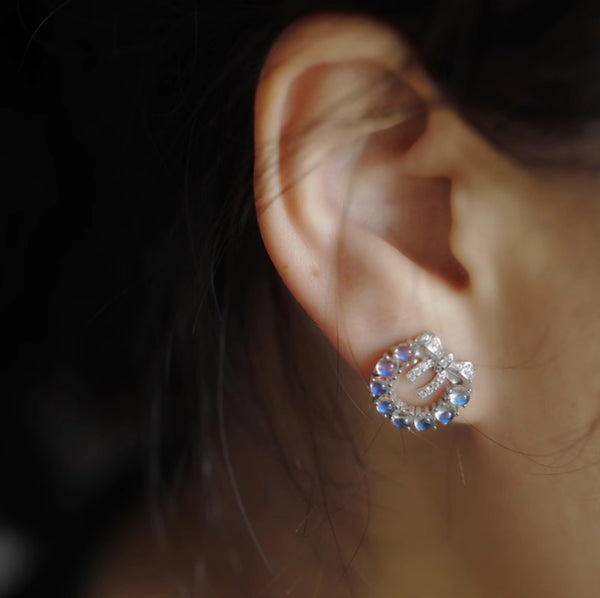 Charm Moonstone Earrings Silver Stud Earrings For Women Gift