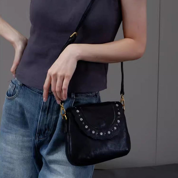 Cute Womens Leather Crossbody Satchel Small Over The Shoulder Purse