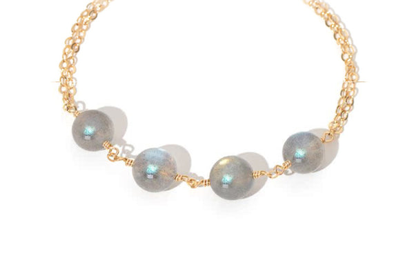 Chic Womens 42K Gold Plated Bracelet Grey Moonstone Bracelet Gift