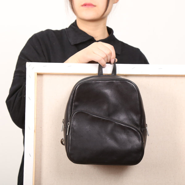 Chic Womens Black Backpack Purse Mini Leather Rucksack Affordable