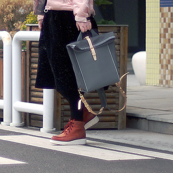 Chic Womens Fabric And Leather Backpack Purse Canvas Rucksack Bag For Women Affordable