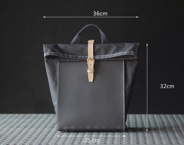 Chic Womens Fabric And Leather Backpack Purse Canvas Rucksack Bag For Women Badass