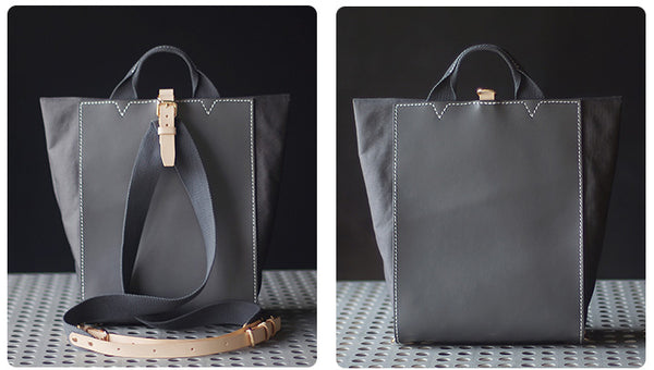 Chic Womens Fabric And Leather Backpack Purse Canvas Rucksack Bag For Women Durable