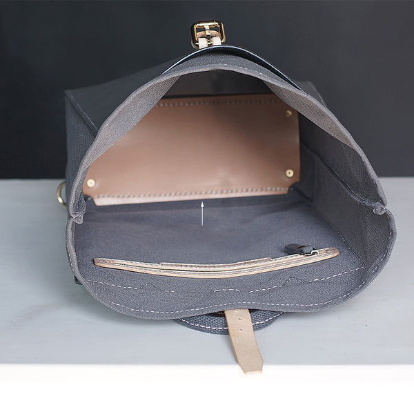 Chic Womens Fabric And Leather Backpack Purse Canvas Rucksack Bag For Women Quality