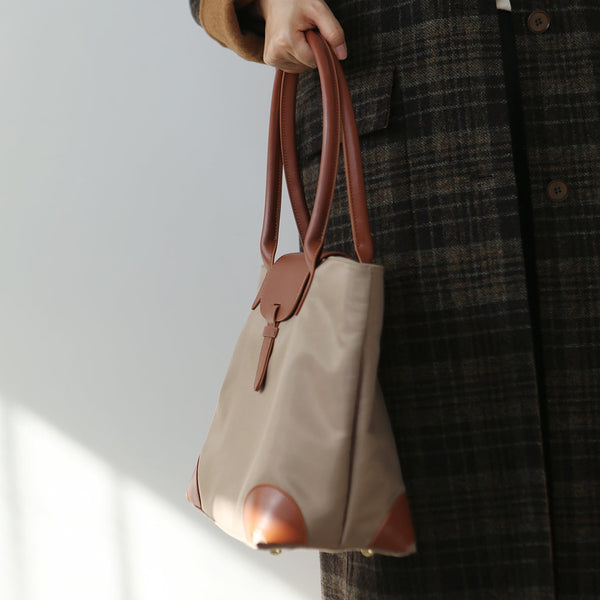 Chic Womens Nylon Tote Bag With Zipper Nylon Shoulder Bags Beautiful