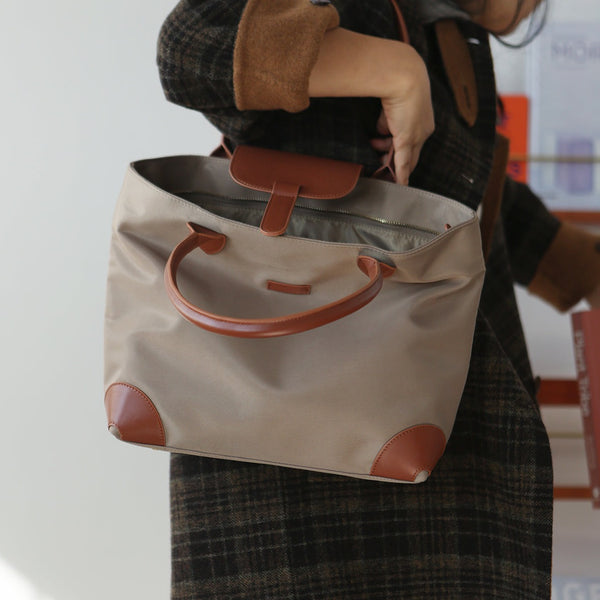 Chic Womens Nylon Tote Bag With Zipper Nylon Shoulder Bags Chic