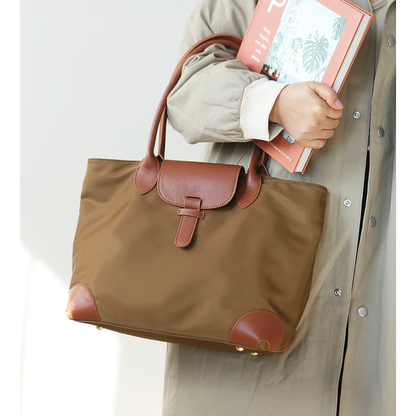 Chic Womens Nylon Tote Bag With Zipper Nylon Shoulder Bags Gift-idea