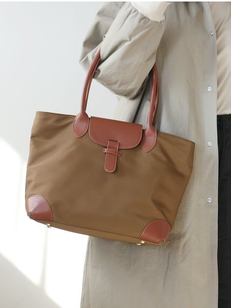Chic Womens Nylon Tote Bag With Zipper Nylon Shoulder Bags Handmade