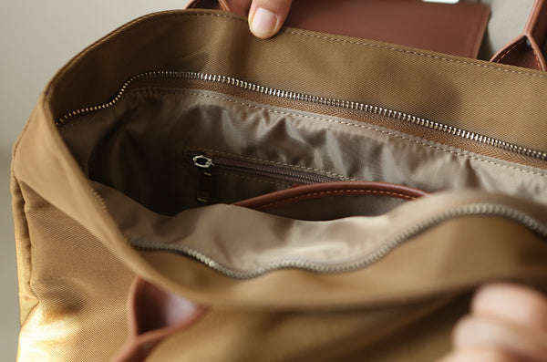 Chic Womens Nylon Tote Bag With Zipper Nylon Shoulder Bags Inside