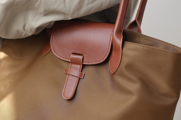 Chic Womens Nylon Tote Bag With Zipper Nylon Shoulder Bags Minimalist