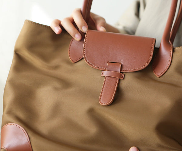 Chic Womens Nylon Tote Bag With Zipper Nylon Shoulder Bags Original