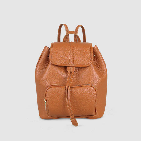 Chic Womens Small Brown Leather Backpack Leather Rucksack Bag Beautiful